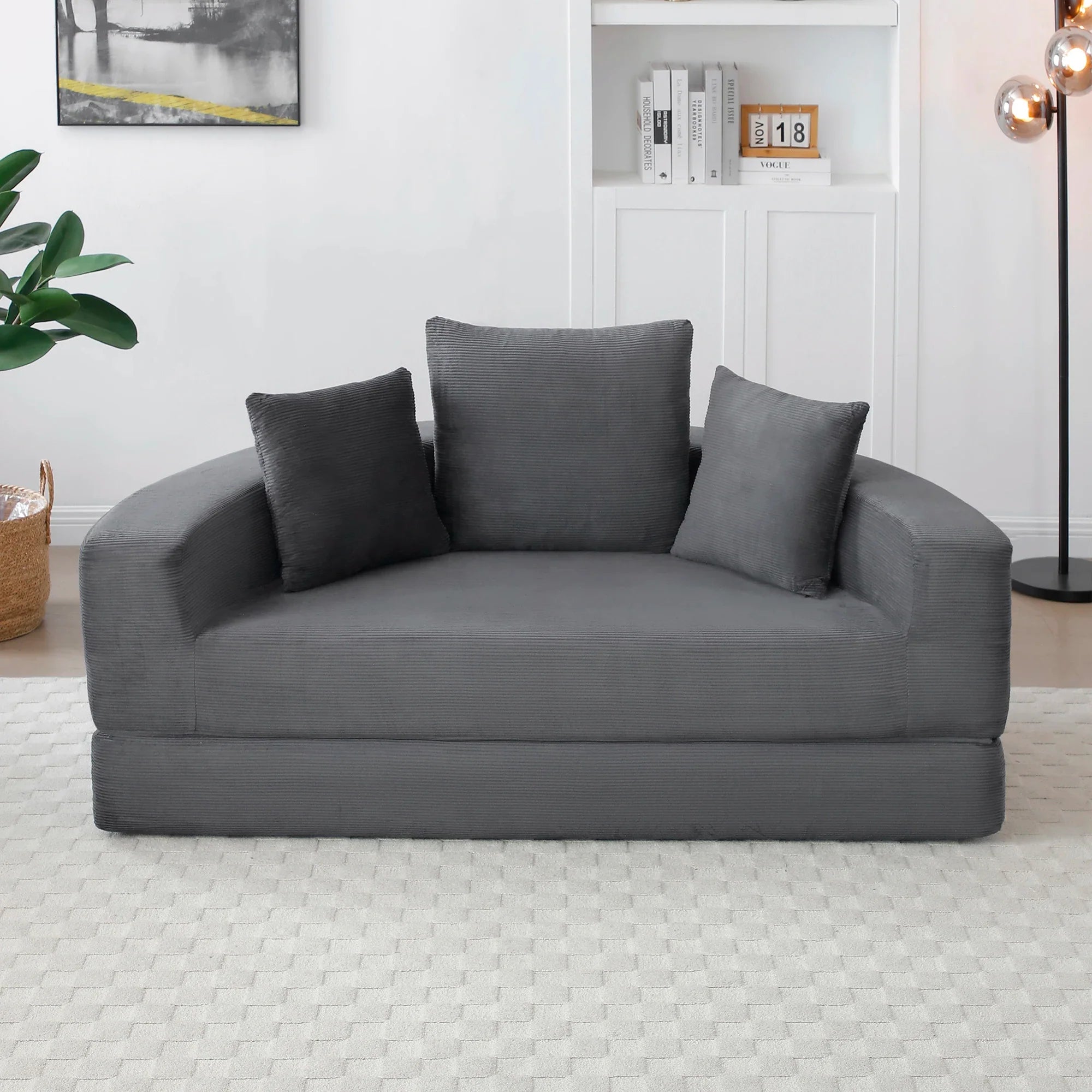 M Convertible Sofa Bed Set Boneless Couch Circular Adjustable Corduroy Fabric Boneless Floor Lounge 